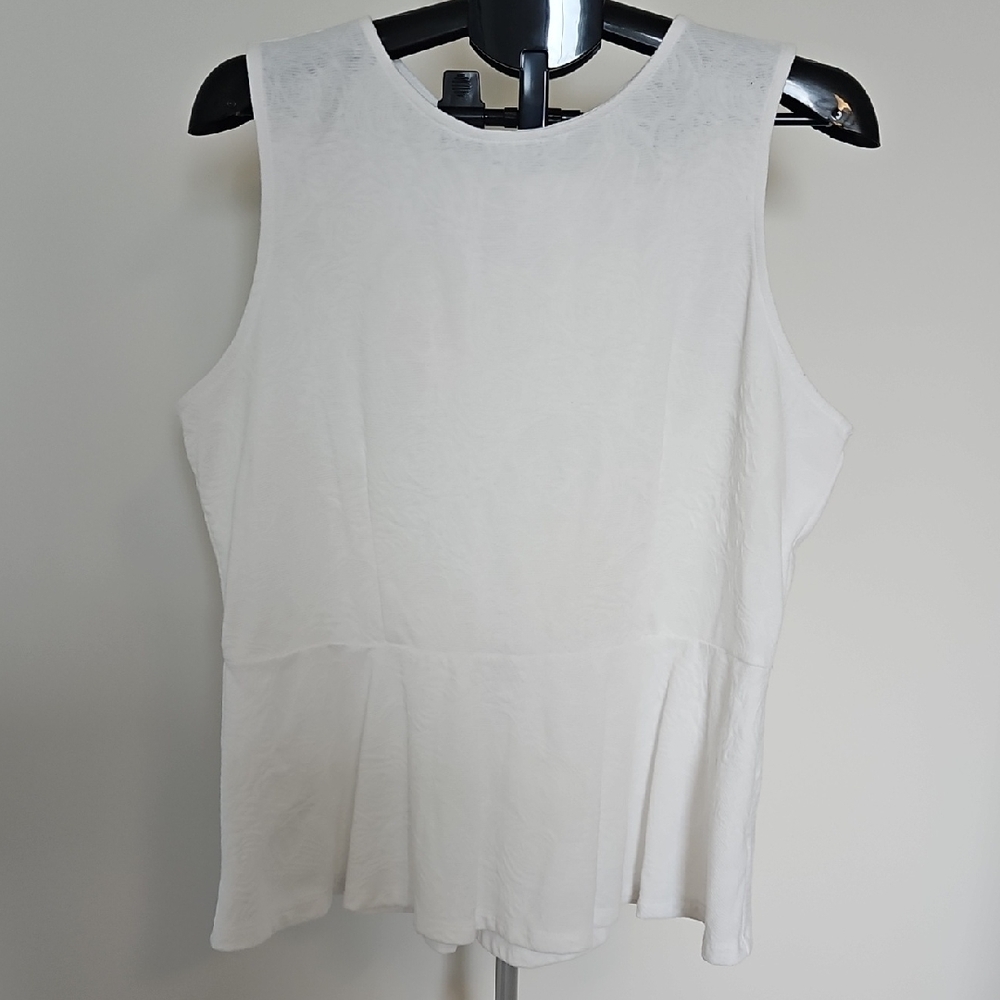 Elle White Peplum Sleeveless Tank Top